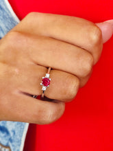 Load image into Gallery viewer, Created Ruby &amp; Diamond Band - 14K White Gold