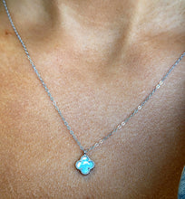 Load image into Gallery viewer, Mini Blue Mother of Pearl Clover Necklace - Sterling Silver