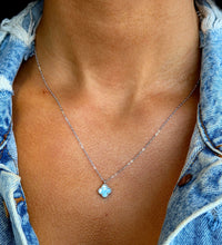 Load image into Gallery viewer, Mini Blue Mother of Pearl Clover Necklace - Sterling Silver
