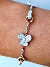 Load image into Gallery viewer, Butterly &amp; Interlocking Circle Diamond Bracelet - 14K Two Tone Gold