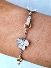 Load image into Gallery viewer, Butterly &amp; Interlocking Circle Diamond Bracelet - 14K Two Tone Gold