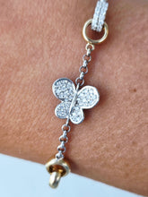 Load image into Gallery viewer, Butterly &amp; Interlocking Circle Diamond Bracelet - 14K Two Tone Gold