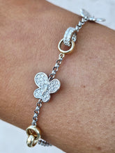 Load image into Gallery viewer, Butterly &amp; Interlocking Circle Diamond Bracelet - 14K Two Tone Gold