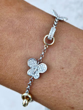 Load image into Gallery viewer, Butterly &amp; Interlocking Circle Diamond Bracelet - 14K Two Tone Gold