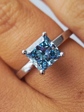 Load image into Gallery viewer, Blue Lab Diamond Ring - 14K White Gold