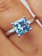 Load image into Gallery viewer, Blue Lab Diamond Ring - 14K White Gold