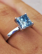 Load image into Gallery viewer, Blue Lab Diamond Ring - 14K White Gold