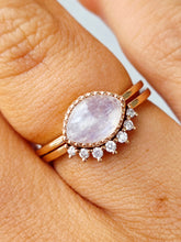 Load image into Gallery viewer, Rainbow Moonstone &amp; Diamond Band - 14K Rose Gold