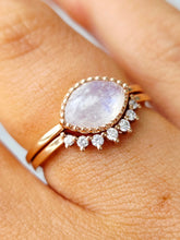 Load image into Gallery viewer, Rainbow Moonstone &amp; Diamond Band - 14K Rose Gold