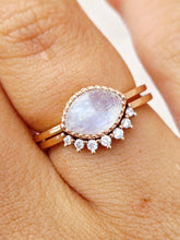 Load image into Gallery viewer, Rainbow Moonstone &amp; Diamond Band - 14K Rose Gold