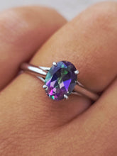 Load image into Gallery viewer, Oval Mystic Topaz Ring- 14K White Gold