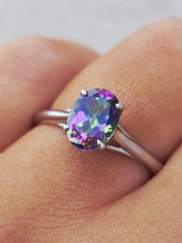 Load image into Gallery viewer, Oval Mystic Topaz Ring- 14K White Gold