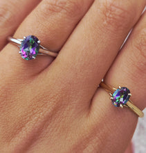 Load image into Gallery viewer, Oval Mystic Topaz Ring- 14K White Gold