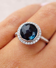Load image into Gallery viewer, London Blue Topaz &amp; Diamond Ring - 14K White Gold
