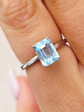 Load image into Gallery viewer, 1.25 Carat Aquamarine Solitaire Ring - 14K White Gold - Marie's Custom Design