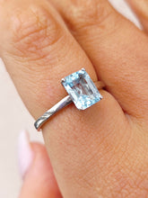 Load image into Gallery viewer, 1.25 Carat Aquamarine Solitaire Ring - 14K White Gold - Marie's Custom Design