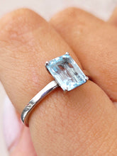 Load image into Gallery viewer, 1.25 Carat Aquamarine Solitaire Ring - 14K White Gold - Marie's Custom Design