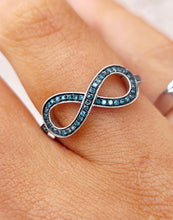 Load image into Gallery viewer, Blue Diamond Infinity Ring - 14K White Gold