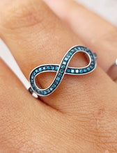 Load image into Gallery viewer, Blue Diamond Infinity Ring - 14K White Gold
