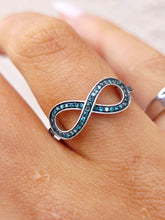 Load image into Gallery viewer, Blue Diamond Infinity Ring - 14K White Gold