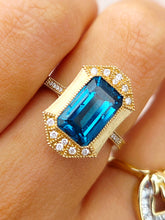 Load image into Gallery viewer, London Blue Topaz &amp; Diamond Ring - 14K Yellow Gold