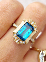 Load image into Gallery viewer, London Blue Topaz &amp; Diamond Ring - 14K Yellow Gold