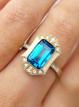 Load image into Gallery viewer, London Blue Topaz &amp; Diamond Ring - 14K Yellow Gold