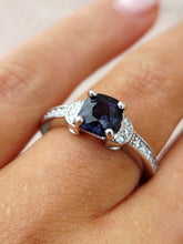 Load image into Gallery viewer, Cushion Cut Spinel and Diamond Ring - 14K White Gold