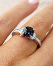 Load image into Gallery viewer, Cushion Cut Spinel and Diamond Ring - 14K White Gold