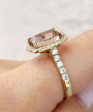 Load image into Gallery viewer, Peach Topaz &amp; Diamond Ring - 14K Yellow Gold