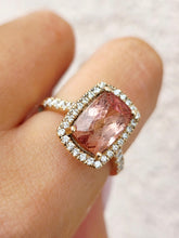 Load image into Gallery viewer, Peach Topaz &amp; Diamond Ring - 14K Yellow Gold