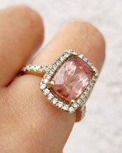 Load image into Gallery viewer, Peach Topaz &amp; Diamond Ring - 14K Yellow Gold
