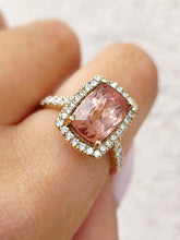 Load image into Gallery viewer, Peach Topaz &amp; Diamond Ring - 14K Yellow Gold