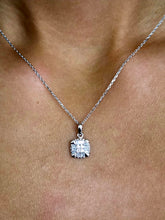 Load image into Gallery viewer, 1/2 Carat Cluster Diamond Pendant &amp; Chain - 14K White Gold