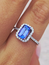 Load image into Gallery viewer, 1.5 Carat Tanzanite &amp; Diamond Halo Ring - 14K White Gold