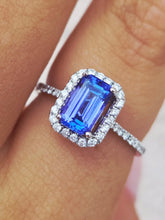 Load image into Gallery viewer, 1.5 Carat Tanzanite &amp; Diamond Halo Ring - 14K White Gold