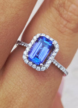 Load image into Gallery viewer, 1.5 Carat Tanzanite &amp; Diamond Halo Ring - 14K White Gold