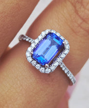 Load image into Gallery viewer, 1.5 Carat Tanzanite &amp; Diamond Halo Ring - 14K White Gold