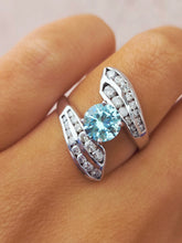 Load image into Gallery viewer, Bypass Paraiba Topaz and Diamond Ring - 14K White Gold - Marie's Custom Design