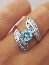 Load image into Gallery viewer, Bypass Paraiba Topaz and Diamond Ring - 14K White Gold - Marie's Custom Design