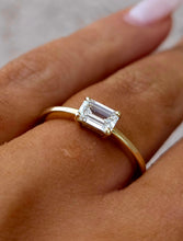 Load image into Gallery viewer, East to West Emerald-Cut Lab Diamond Ring - 14K Yellow Gold
