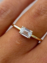 Load image into Gallery viewer, East to West Emerald-Cut Lab Diamond Ring - 14K Yellow Gold