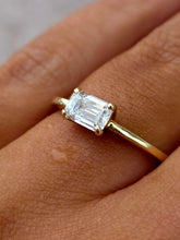 Load image into Gallery viewer, East to West Emerald-Cut Lab Diamond Ring - 14K Yellow Gold