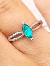 Load image into Gallery viewer, Marquise Shaped Emerald Green Ring - 14K White Gold