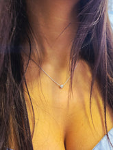 Load image into Gallery viewer, .12 Carat Diamond Bezel Necklace - 14K White Gold