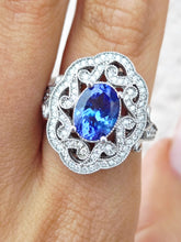 Load image into Gallery viewer, 2.08 Carat Tanzanite &amp; Diamond Statement Ring - 14K White Gold