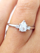 Load image into Gallery viewer, Pear-Shaped Diamond Ring with Diamonds on each side - 10K White Gold