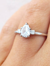 Load image into Gallery viewer, Pear-Shaped Diamond Ring with Diamonds on each side - 10K White Gold