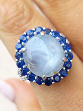 Load image into Gallery viewer, Statement Ring with Moonstone, Sapphire &amp; Diamonds - 14K White Gold - Marie's Custom Design