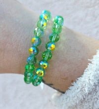 Load image into Gallery viewer, Green Apple Disco Crystal Beaded Bracelet - Elena Michele